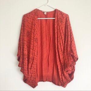 Forever 21 Red Kimono Cardigan Paisley Pattern XS